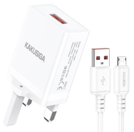 KAKUSIGA KSC-1261 Single Port Charger Set (UK) (Lightning)