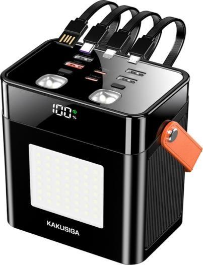 KAKUSIGA KSC-1283 22.5W + PD 20W Fully Compatible Power Bank with Integrated 4-Cable Set and LED Light (80000mAh)