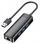 KAKUSIGA KSC-1409-D 4-in-1 gigabit network card converter (USB to USB3.0*3+RJ45) (L=0.2M)