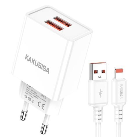 KAKUSIGA KSC-1621 Dual Port Charger Set (EU) (Lightning)