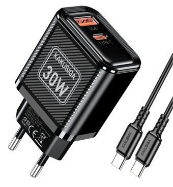KAKUSIGA KSC-1700 PD30W + QC3.0 Charger Set (EU) Type-C to Lightning
