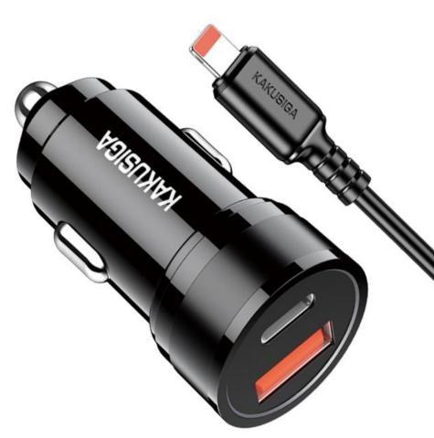 KAKUSIGA KSC-1973 60W dual-port (1C1A) car charger set (Lightning)