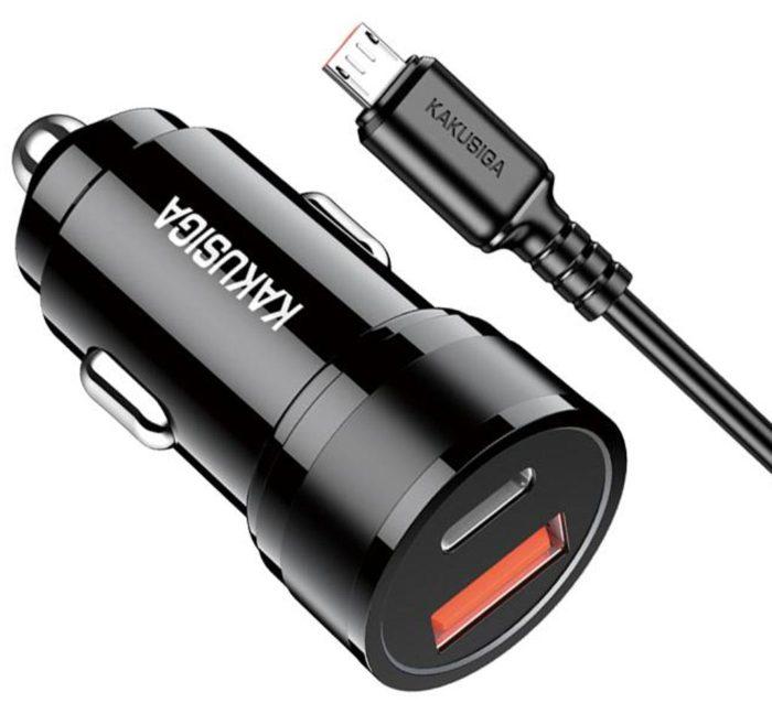 KAKUSIGA KSC-1973 60W dual-port (1C1A) car charger set (Lightning)