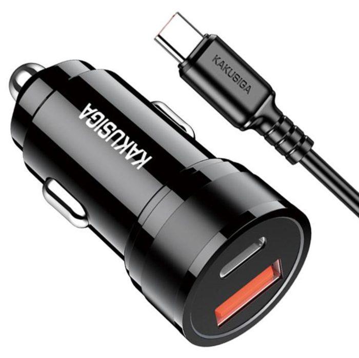 KAKUSIGA KSC-1973 60W dual-port (1C1A) car charger set (Lightning)