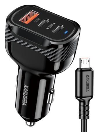 KAKUSIGA KSC-1975 60W three-port (2C1A) car charger set (Lightning)