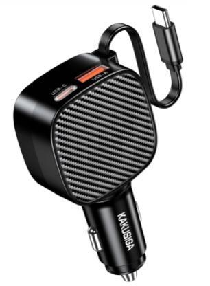 KAKUSIGA KSC-1992 70W dual-port retractable car charger