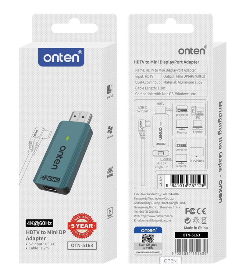 ONTEN OTN-5161 HDMI to USB-C Adapter HDMI
