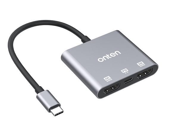 ONTEN OTN-9175S 3-in-1 USB-C to HDMI x 2 Adapter with PD 3.0 100W
