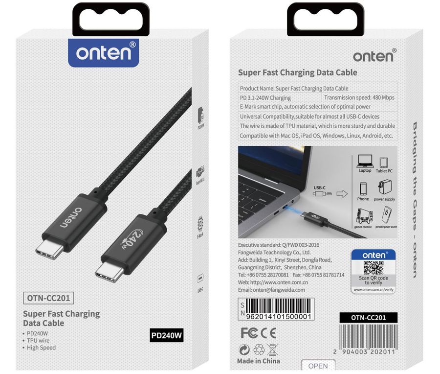 ONTEN OTN-CC201 Super fast charging data cable