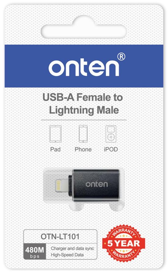 ONTEN OTN-LT101 Ligtning to USB-A(F) USB-A Female to Lightning Male 480bps