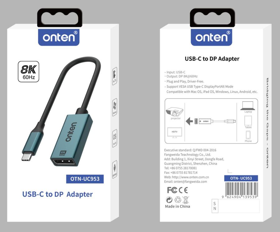 ONTEN OTN-UC953 USB-C to DP Adapter USB-C