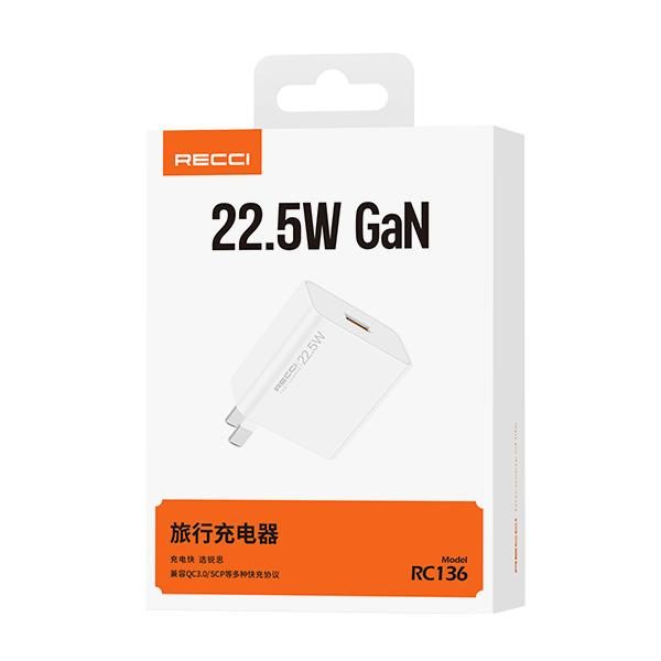 RECCI RC136 22.5W AC charger Cn/us PLUG